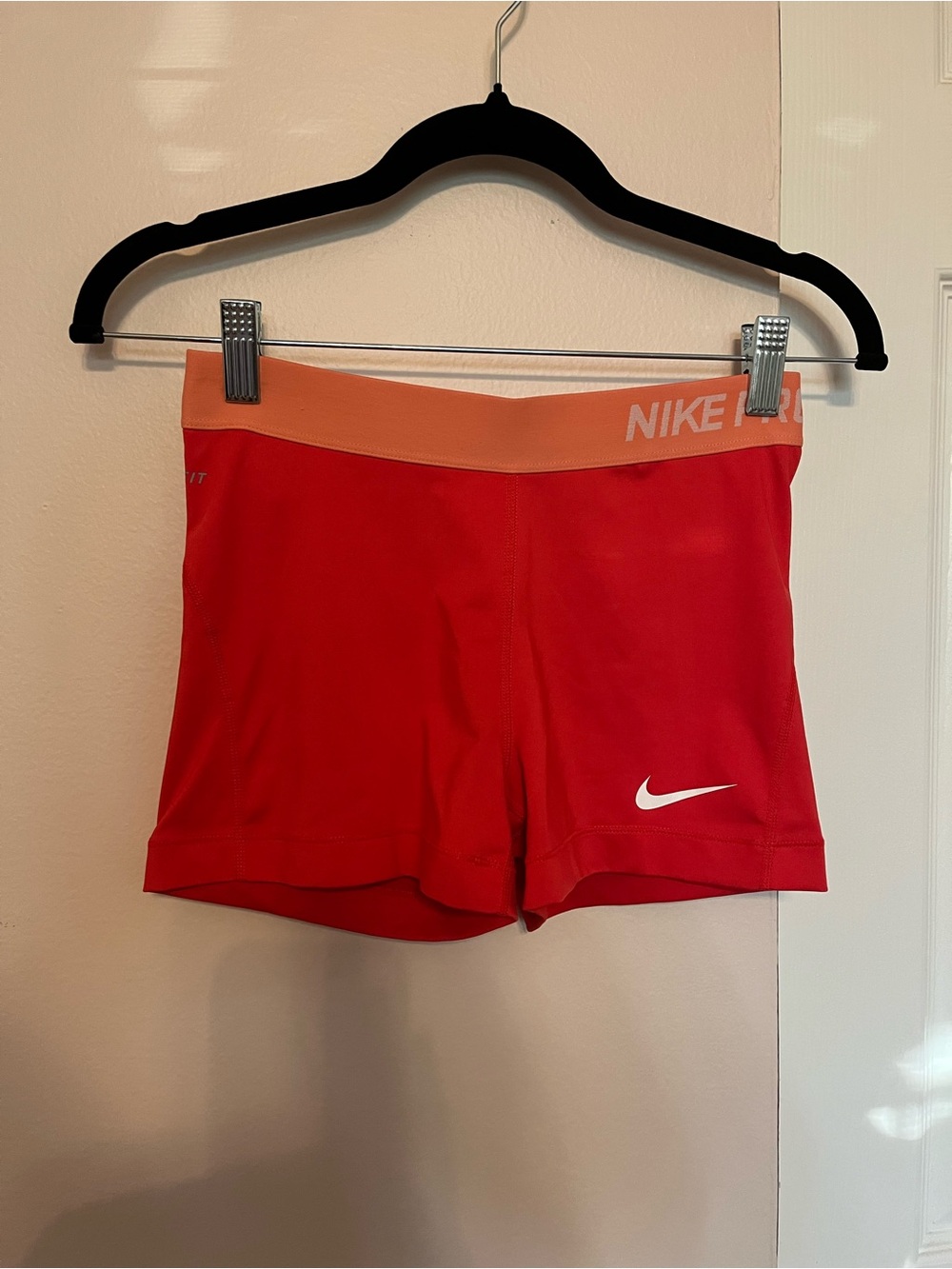 Nike Pro Red Compression Shorts with Peach Waistband Dri Fit Size M